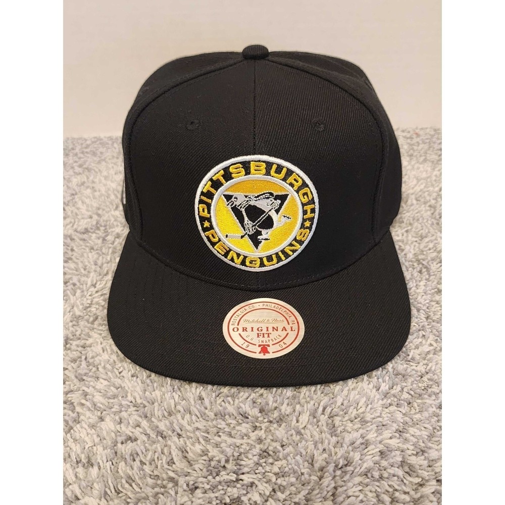 Mitchell Ness Pittsburgh Penguins NHL Alternate Flip Snapback Hat Cap Black NEW